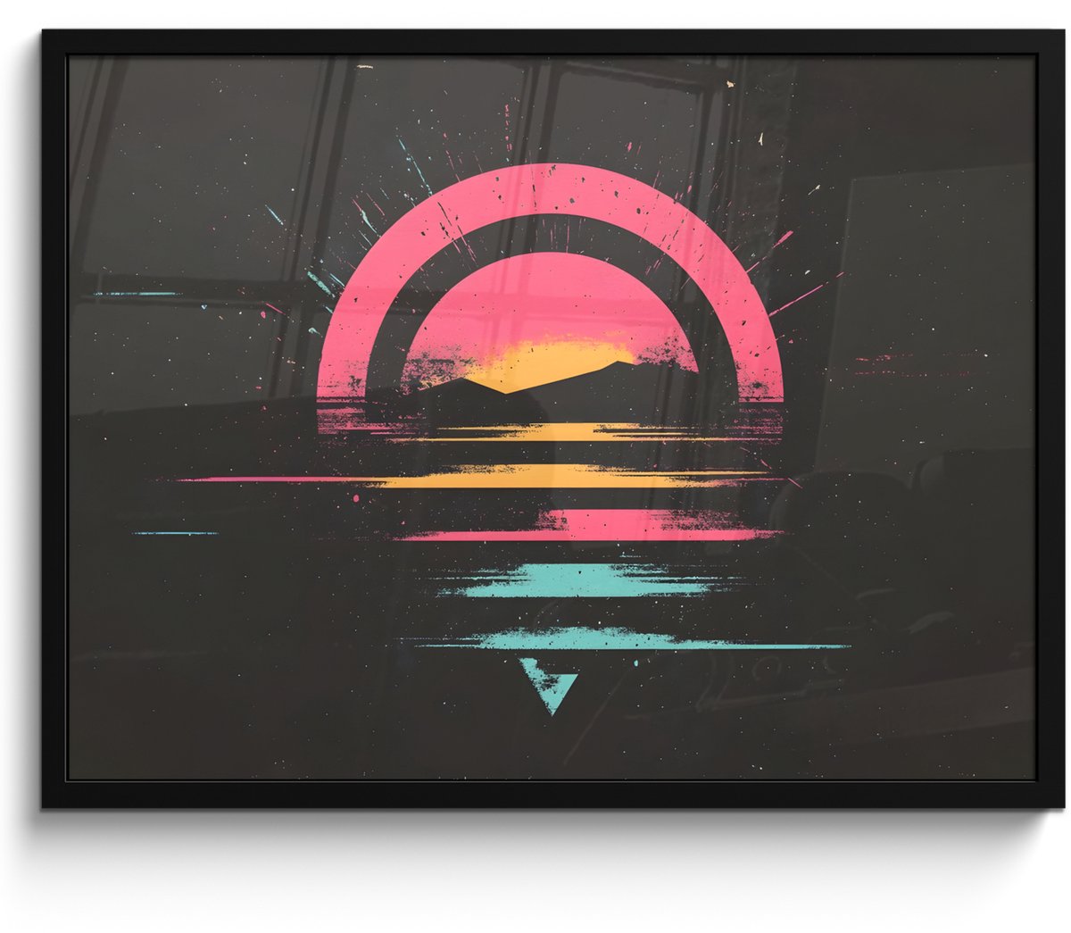 FrameYourWall Poster in lijst - Fotolijst 70x50 cm - Posters - Cirkel - Abstract - Roze - Posterlijst zwart - Decoratie - Wanddecoratie woonkamer - Muurdecoratie slaapkamer