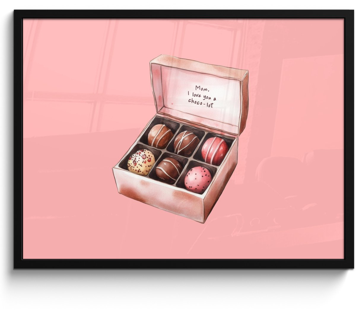 FrameYourWall Poster in lijst - Fotolijst 70x50 cm - Posters - Doosje - Bonbons - Liefdevolle - Tekst - Posterlijst zwart - Decoratie - Wanddecoratie woonkamer - Muurdecoratie slaapkamer Bonbons - Doosje - Tekst