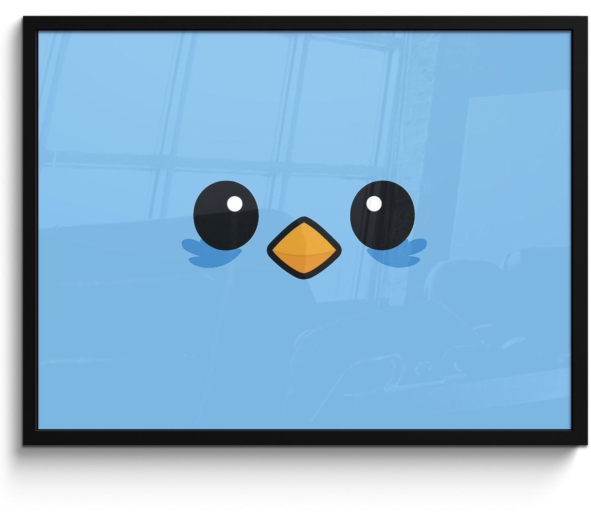 FrameYourWall Poster in lijst - Fotolijst 70x50 cm - Posters - Vogel - Blauw - Eenvoudig - Posterlijst zwart - Decoratie - Wanddecoratie woonkamer - Muurdecoratie slaapkamer