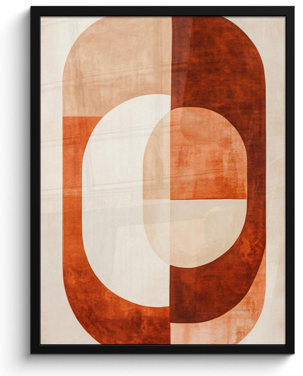 FrameYourWall Poster in lijst - Fotolijst 50x70 cm - Posters - Illustratie - Abstract - Vormen - Rood - Posterlijst zwart - Decoratie - Wanddecoratie woonkamer - Muurdecoratie slaapkamer