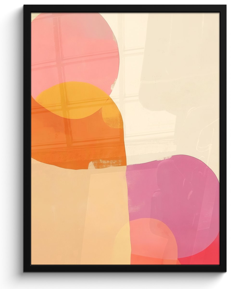 FrameYourWall Poster in lijst - Fotolijst 50x70 cm - Posters - Vormen - Abstract - Kleurrijk - Posterlijst zwart - Decoratie - Wanddecoratie woonkamer - Muurdecoratie slaapkamer