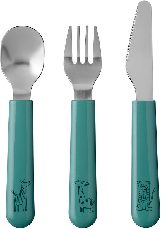 Mepal - Mio kinderbestek set 3-delig - mes, vork en lepel - Deep turquoise