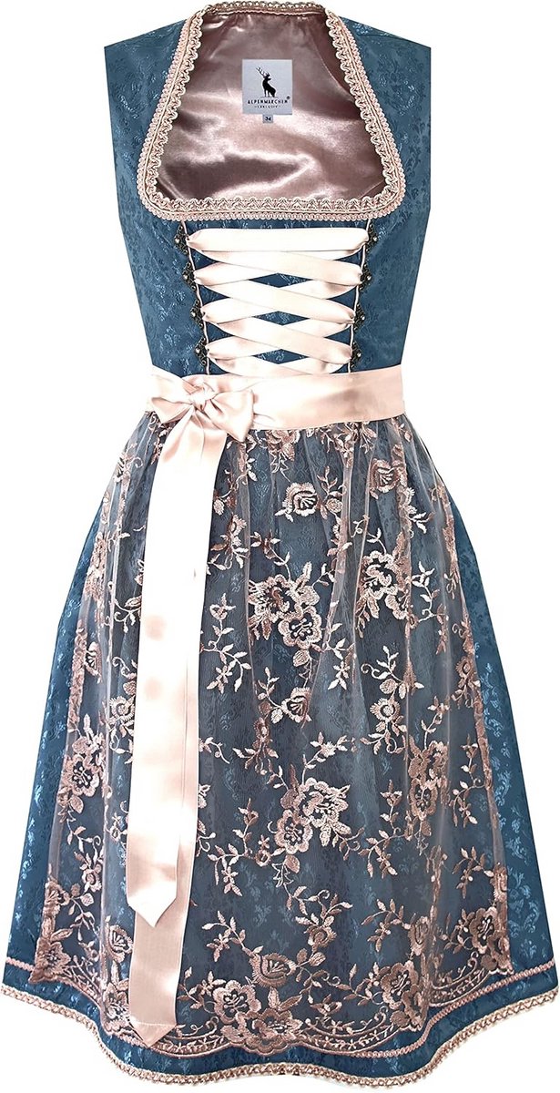 Midi Dirndl Jurk met Kant Schort voor Dames