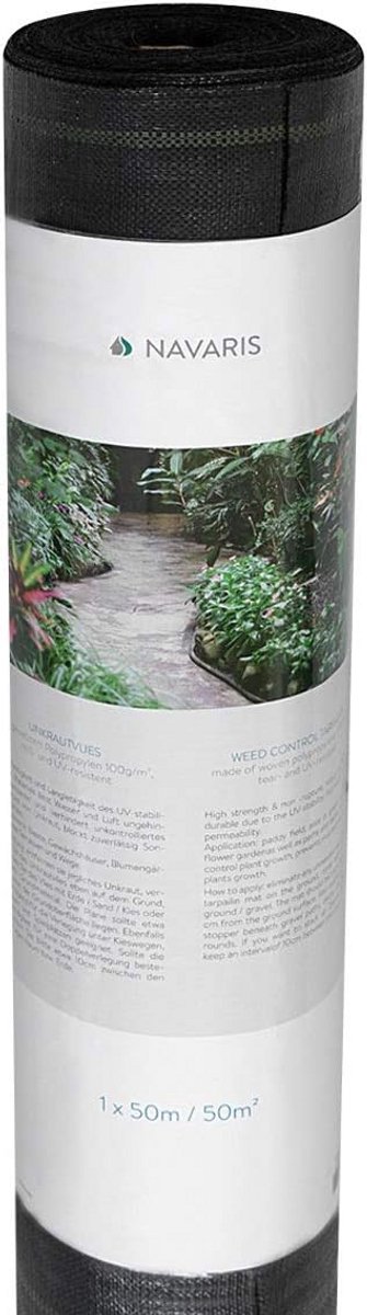 Onkruiddoek 50m² 100g/m² - Waterdoorlatend, Sterk en UV-bestendig Bodembedekker