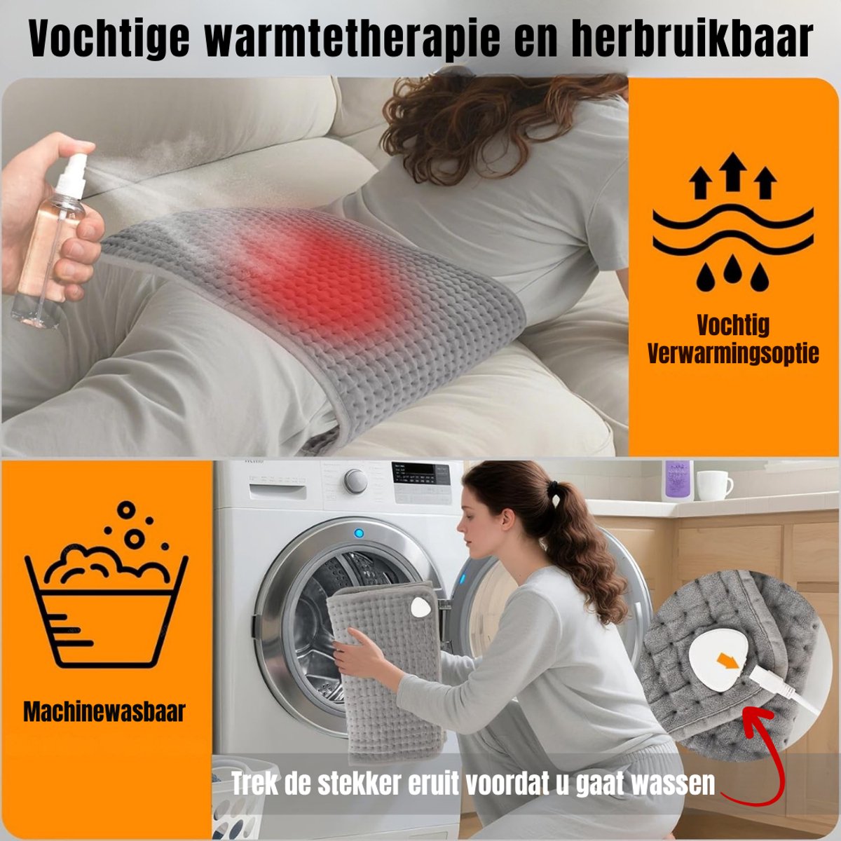 Florixa® Warmtekussen Elektrisch 9 Niveau's Grijs 42x11cm - afbeelding 2