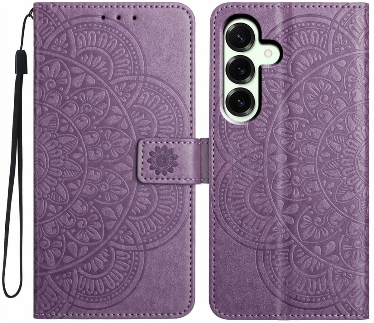 Mandala Book Case Geschikt voor Samsung Galaxy A17 / A26 - Hoesje met Pasjeshouder Paars