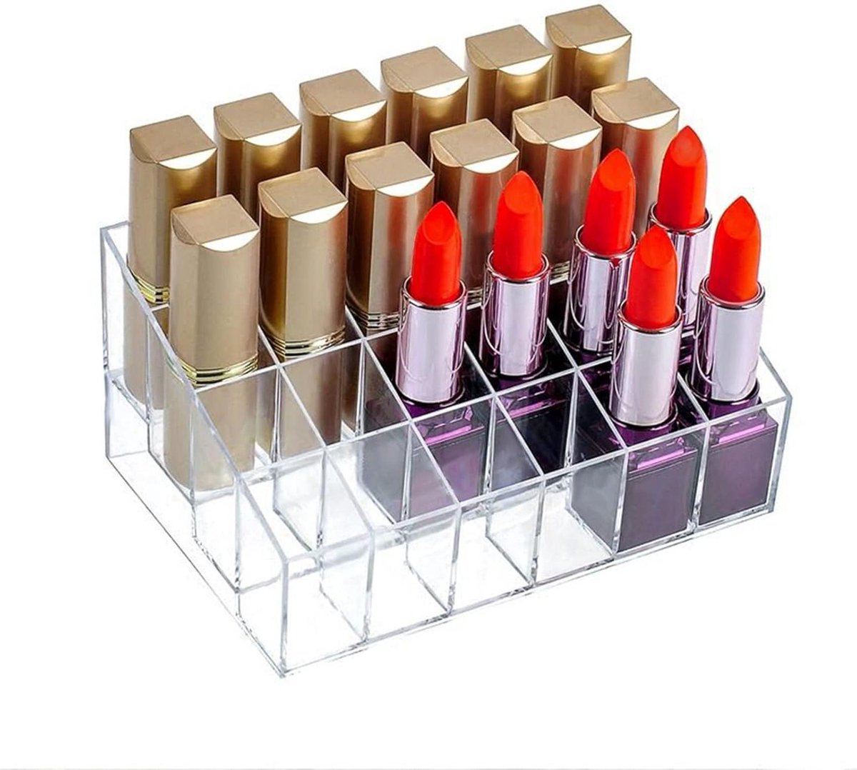 Lippenstift organizer met 24 vakken, transparant, cosmetica opbergbox