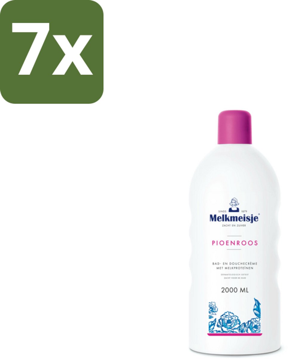 Melkmeisje Bad en Douche Crème Pioenroos 2000 ml - Bulkverpakking - 7 stuks