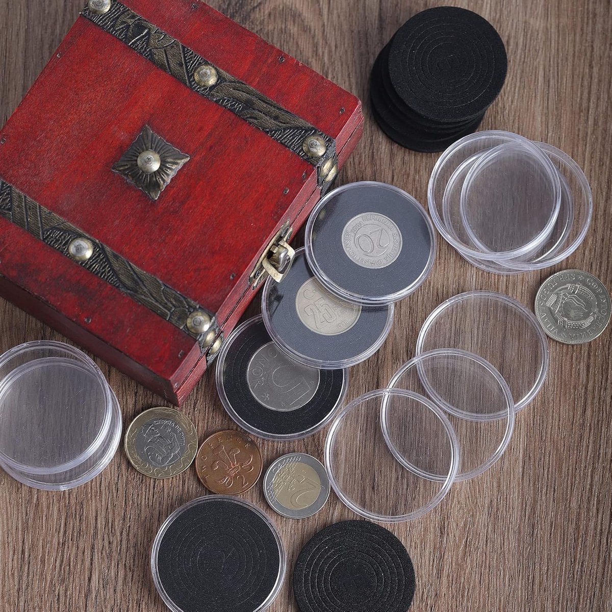 20 Stuks Munten Capsules met Verstelbare Beschermringen voor Muntencollectie