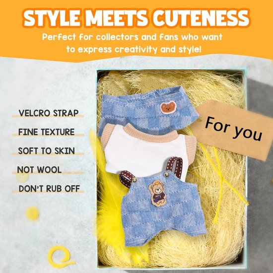 3-Delige Kledingset voor 17cm Pop Inclusief Hoed - Stijlvolle Poppenkleding Accessoires — afbeelding 3
