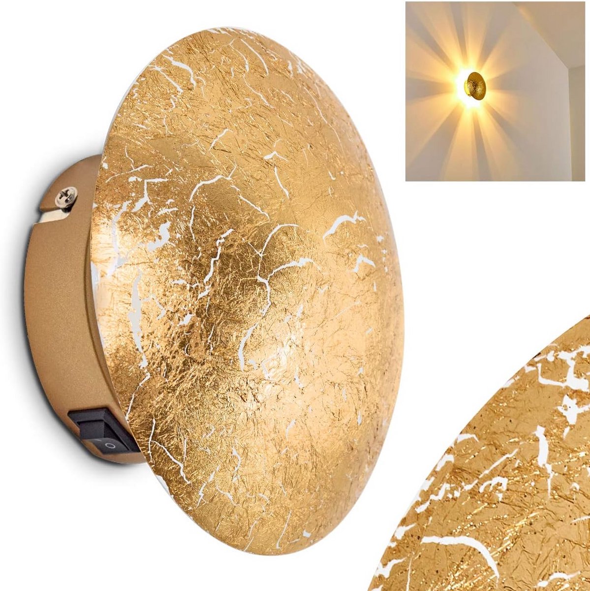 Ronde Metalen Wandlamp Goud met Speels Lichteffect voor Binnen