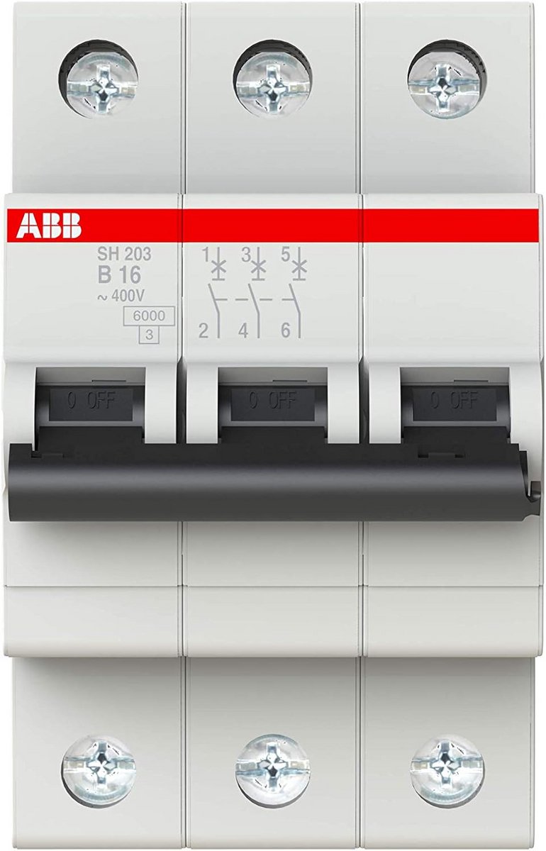 Miniatuur Stroomonderbreker 3 Polig 16 Amp Zekering voor Installatiebeveiliging