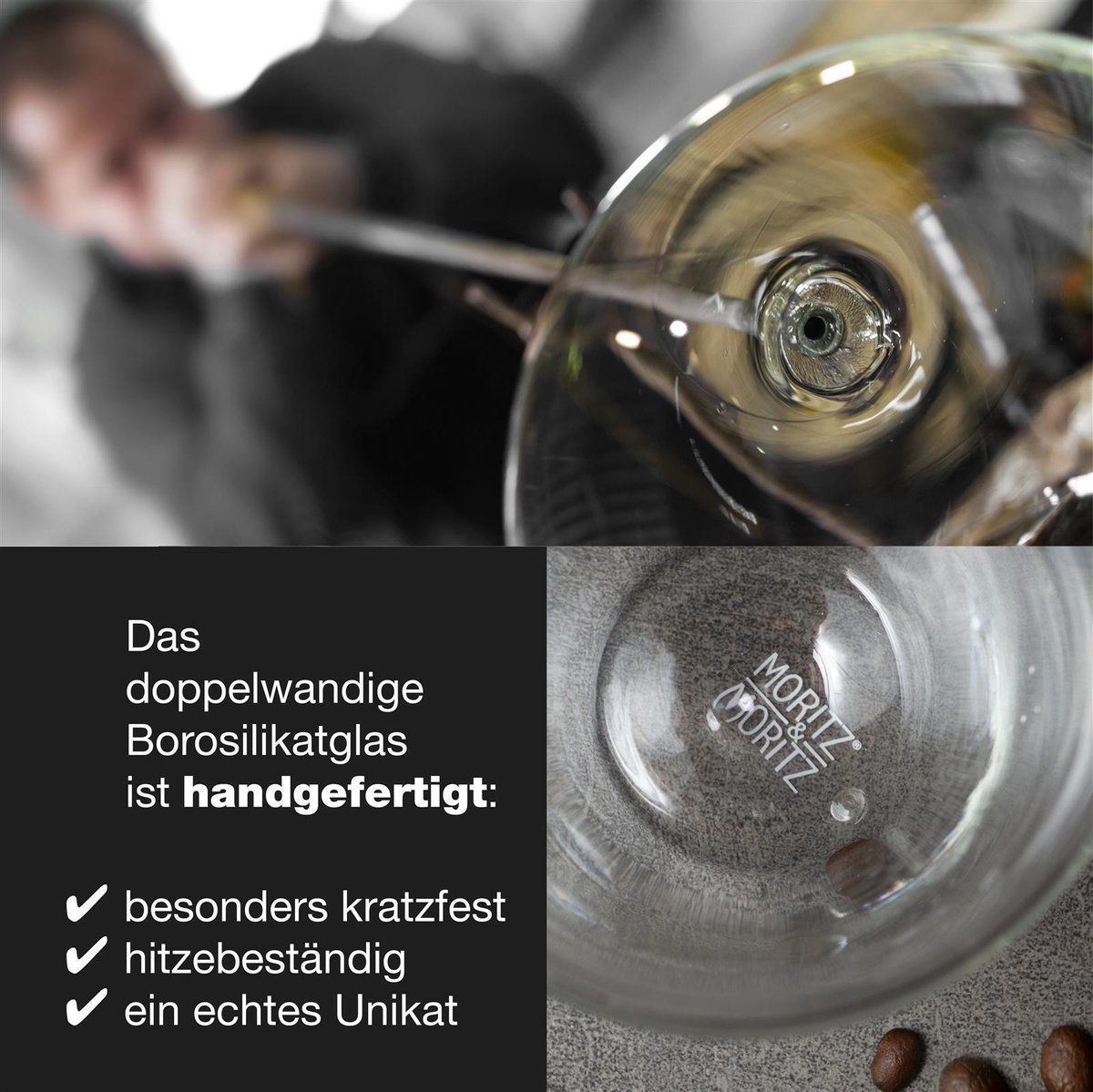 Moritz & Moritz MILANO Thermoglazen 4 x 60 ml – Dubbelwandige espressoglazen van borosilicaatglas