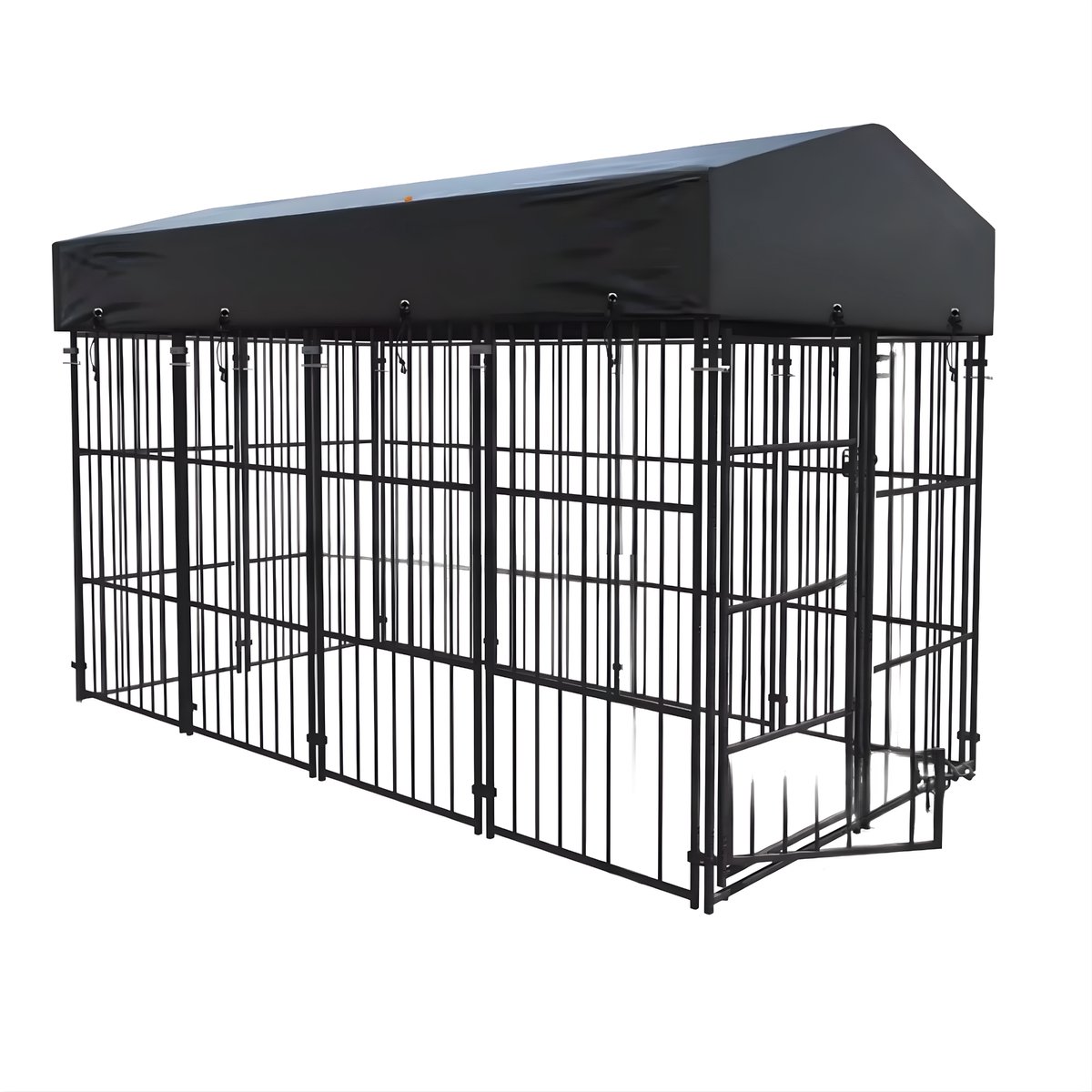 Grote Hondenkennel - Hondenbench - Hondenren - Voor Huisdieren - Gelaste Metalen - Met Dakbedekking - Zwart - 165cm hoog