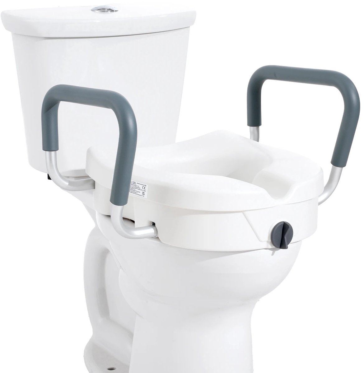 DIMICO - Verhoogde toiletbril - WC-bril - Toiletverhoger met armsteunen - Toiletverhogers - Toiletbrillen - Max 158kg - Wit