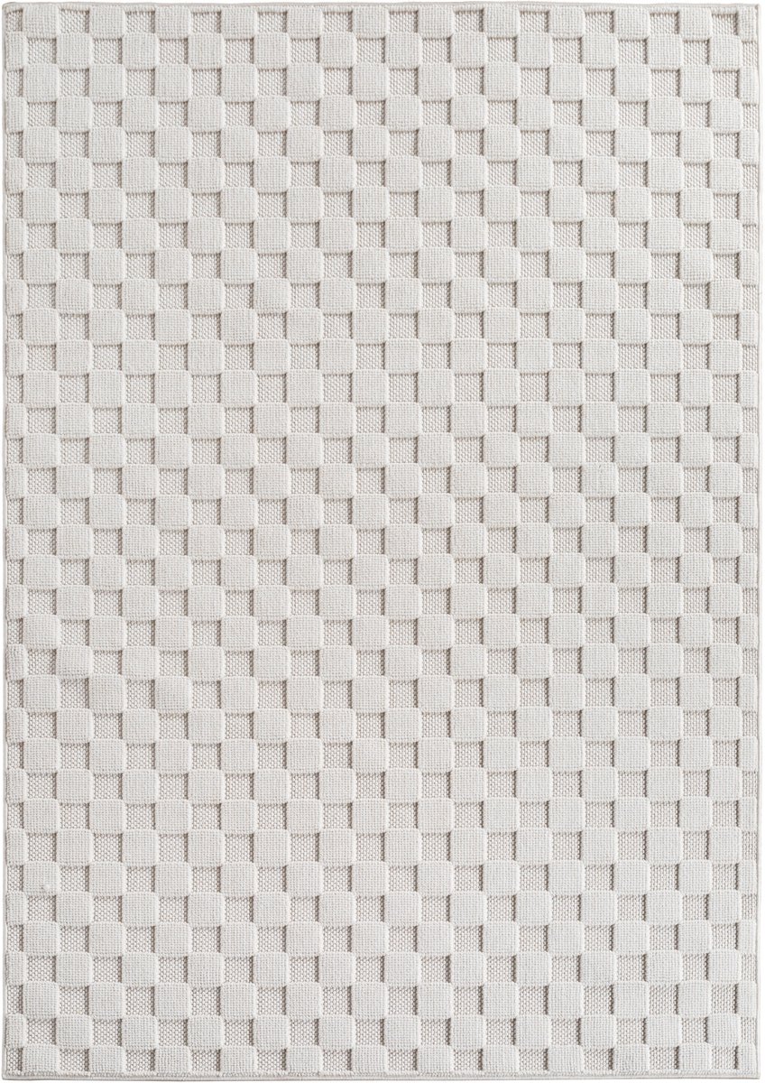 Ayyildiz Helix Geruit Vloerkleed Creme 240x340 cm – Laagpolig Tapijt met Ruitpatroon – Modern Vloerkleed voor Woonkamer en Slaapkamer