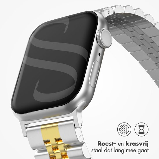 stalen bandje - Geschikt voor Apple Watch 1, 2, 3, 4, 5, 6, 7, 8, 9, 10, 11 (42 mm), SE - 38/40/41 mm - Zilver