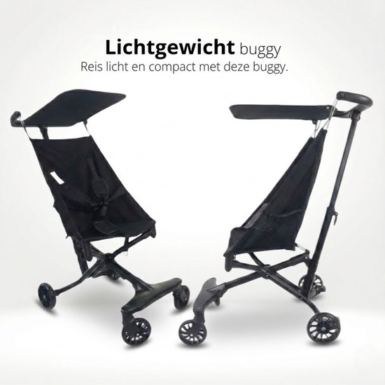 Lichtgewicht Buggy & Reisbuggy - Compact inklapbaar Kinderwagen - Opvouwbaar Wandelwagen - Tot 30kg Draagkracht - Stabiel 4-Wiel Design & Anti-Schok - Ideaal voor Camping & Auto - Oersterk Aluminium Frame - Eenhands Inklapbaar - Zwart van Merkloos — afbeelding 2