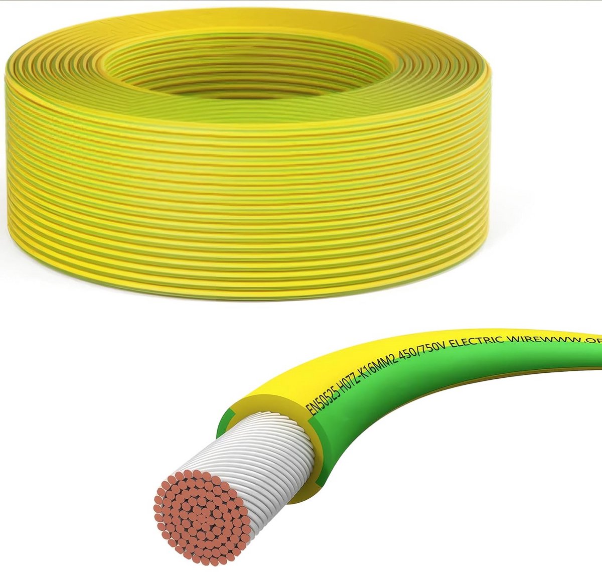 Aardingskabel Groen/Geel 10mm² 450/750V XLPO Flexibel (5 Meter)