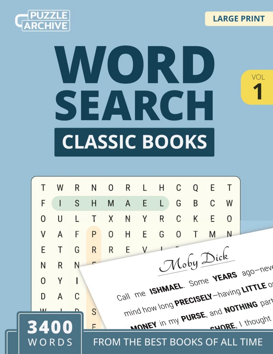 Woordzoekpuzzels Grote Lettertypen Klassieke Literatuur Volume 1