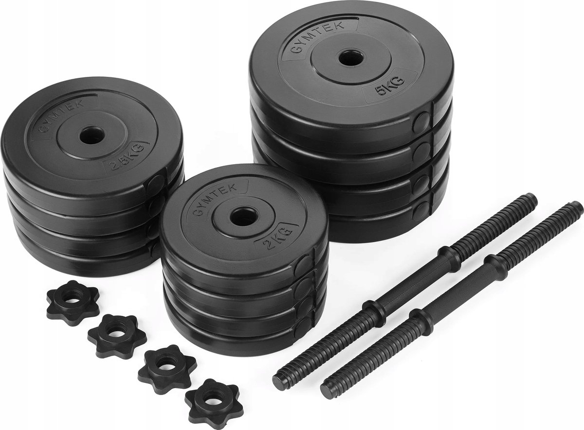 Gymtek® Halterset 40kg - Dumbells Set - Verstelbare Dumbells - 2x Halterstang - 4x 5kg, 4x 2.5kg, 4x 2kg - Halterset voor Krachttraining, Workout, Home Gym, Fitness