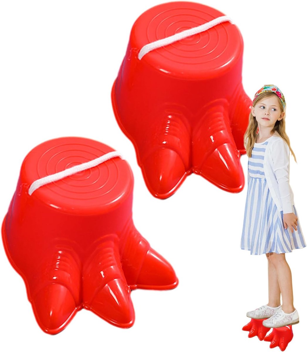 Kinder Stelten - Loopstokken Speelgoed - Balans Trainen - Antislip Voetvorm - 15x8.5x12cm - Rood