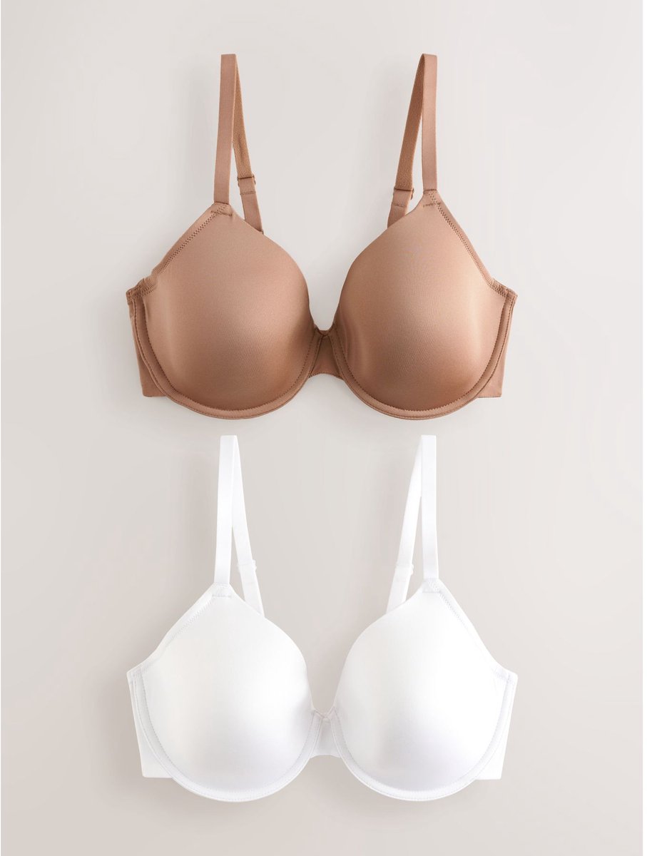 Next Dames - Set van 2 gladmakende Ultimate Comfort beha's met vullingen en hele cups - Wit Praline Nude/White