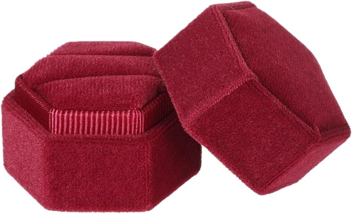 Trouwring Doosje - Bruiloft Verpakking - Sieraden Presentatie - Klassiek Ontwerp - 10x10x10mm - Rood