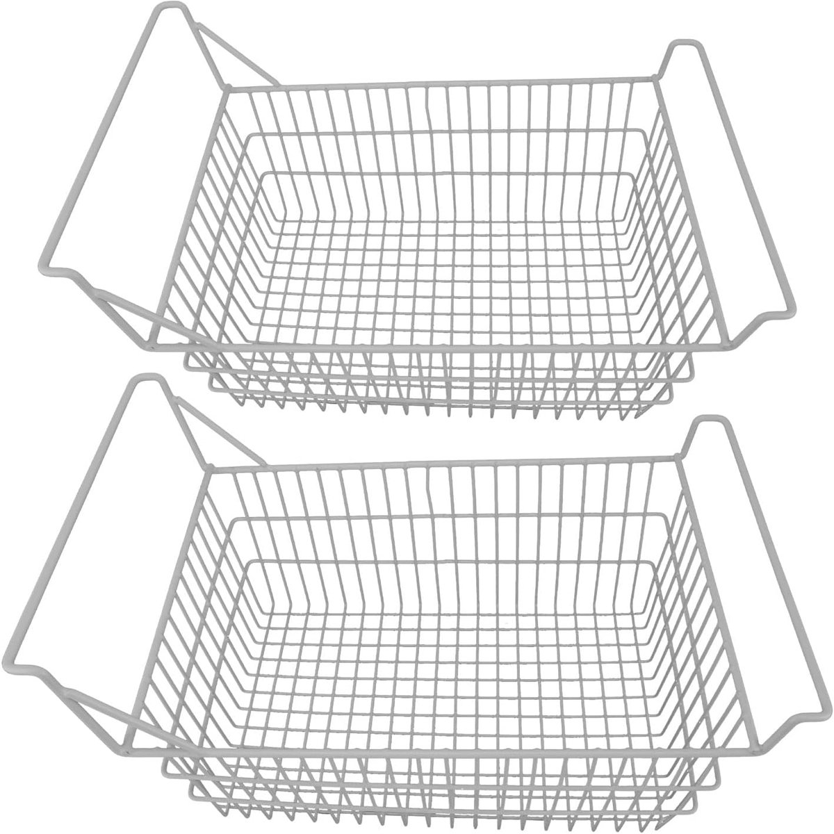Vriezer Manden - Koelkast Organizers - Keuken Opbergen - Uitbreidbaar & Stapelbaar - 50x24cm - Zilver
