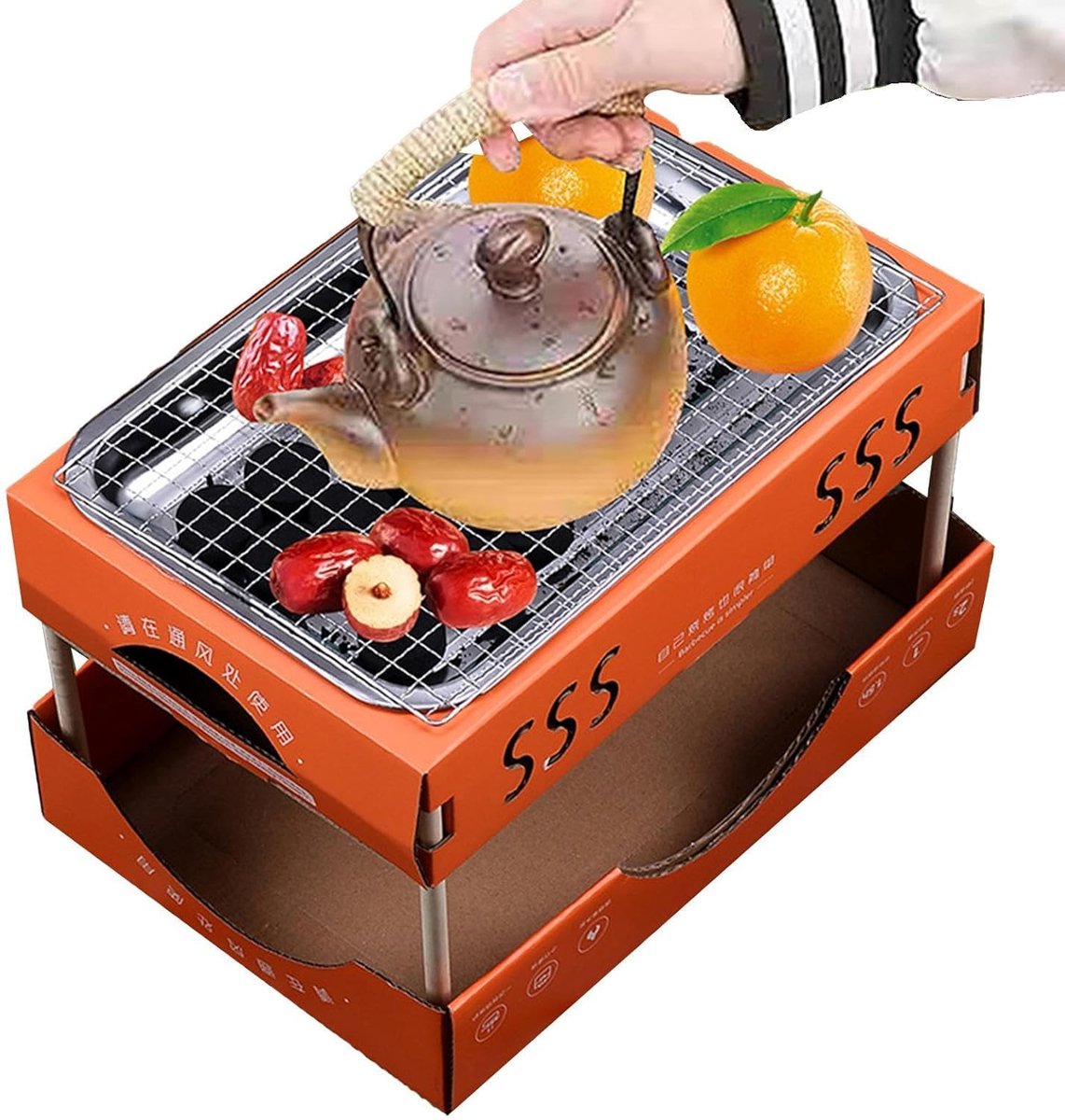 Kleine BBQ Grill - Draagbare Grill - Compact Grillen - Roestvrij Staal - 33x23cm