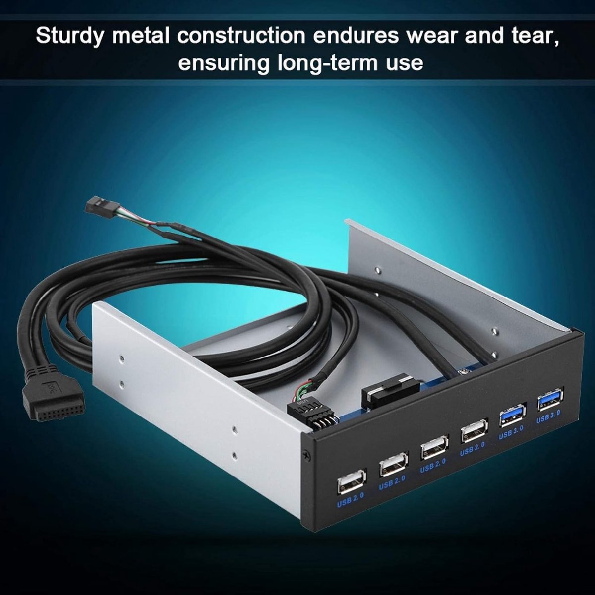 Voorpaneel USB Hub - Frontplaat Adapter - Extra poorten - 6 poorten metaal - 15.5 x 14.8 cm - Standaard