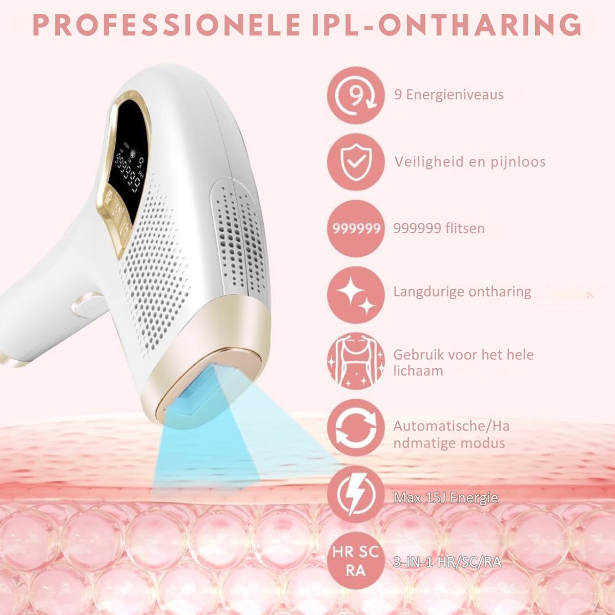 SVN® Laser Ontharingsapparaat – Haarverwijderaar IPL Technologie – Ontharingsapparaat Met 9 Energieniveaus - Wit- 24cmx 20cm x 6cm; 725 g thumbnail 2