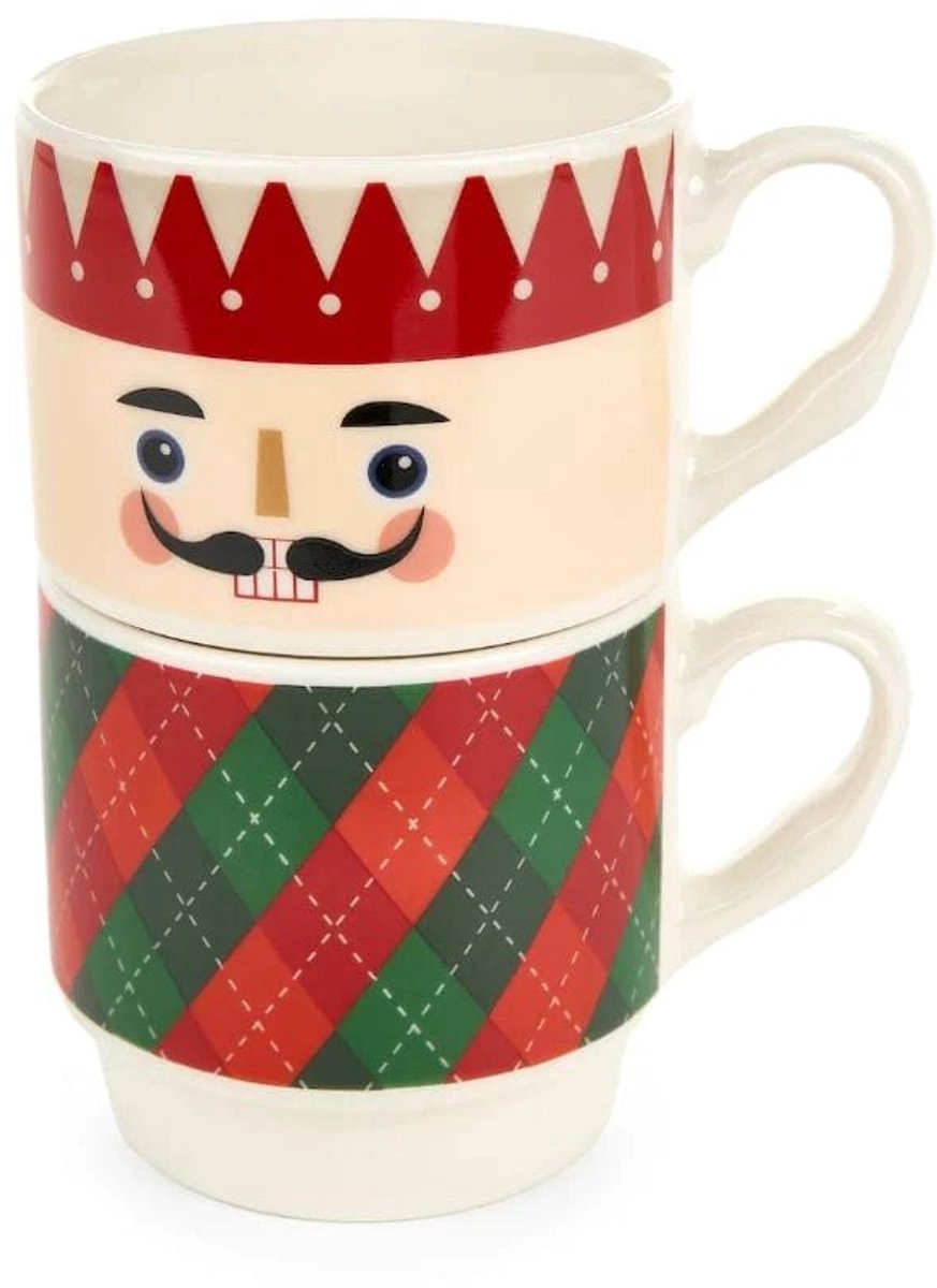 Mok wachter - set van 2 - cadeau -Nuvole di Stoffa Ruit met licht rood
