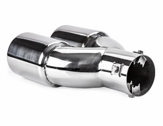 Embout D'Échappement Voiture Acier Inox 50mm Chrome Universel - Design Sportif