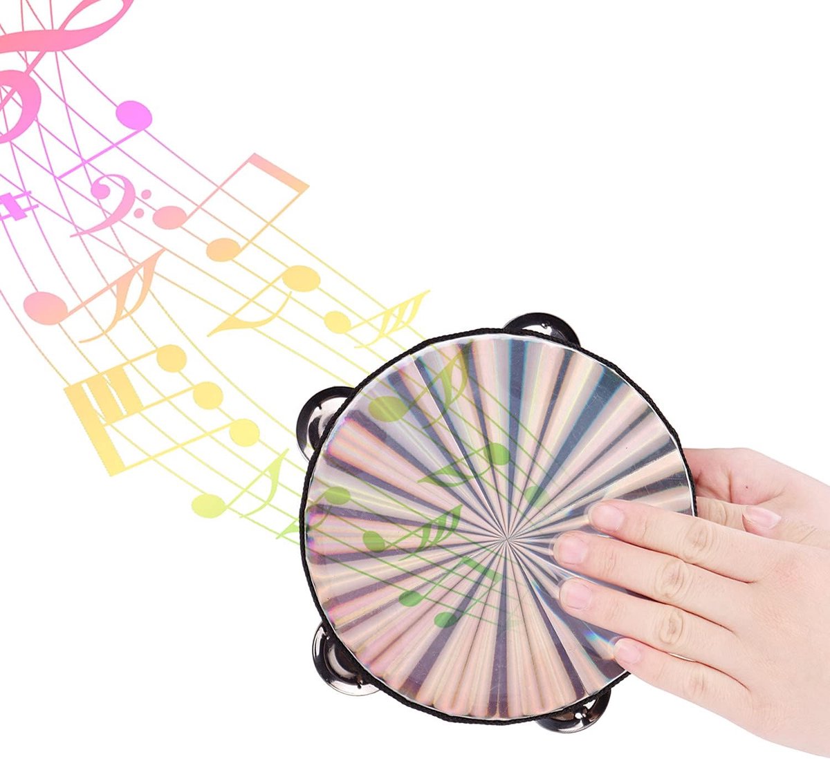Tamboerijn Trommel - Handtrommel Percussie - Muziek Maken - Houten Frame - 6 Inch - Zwart