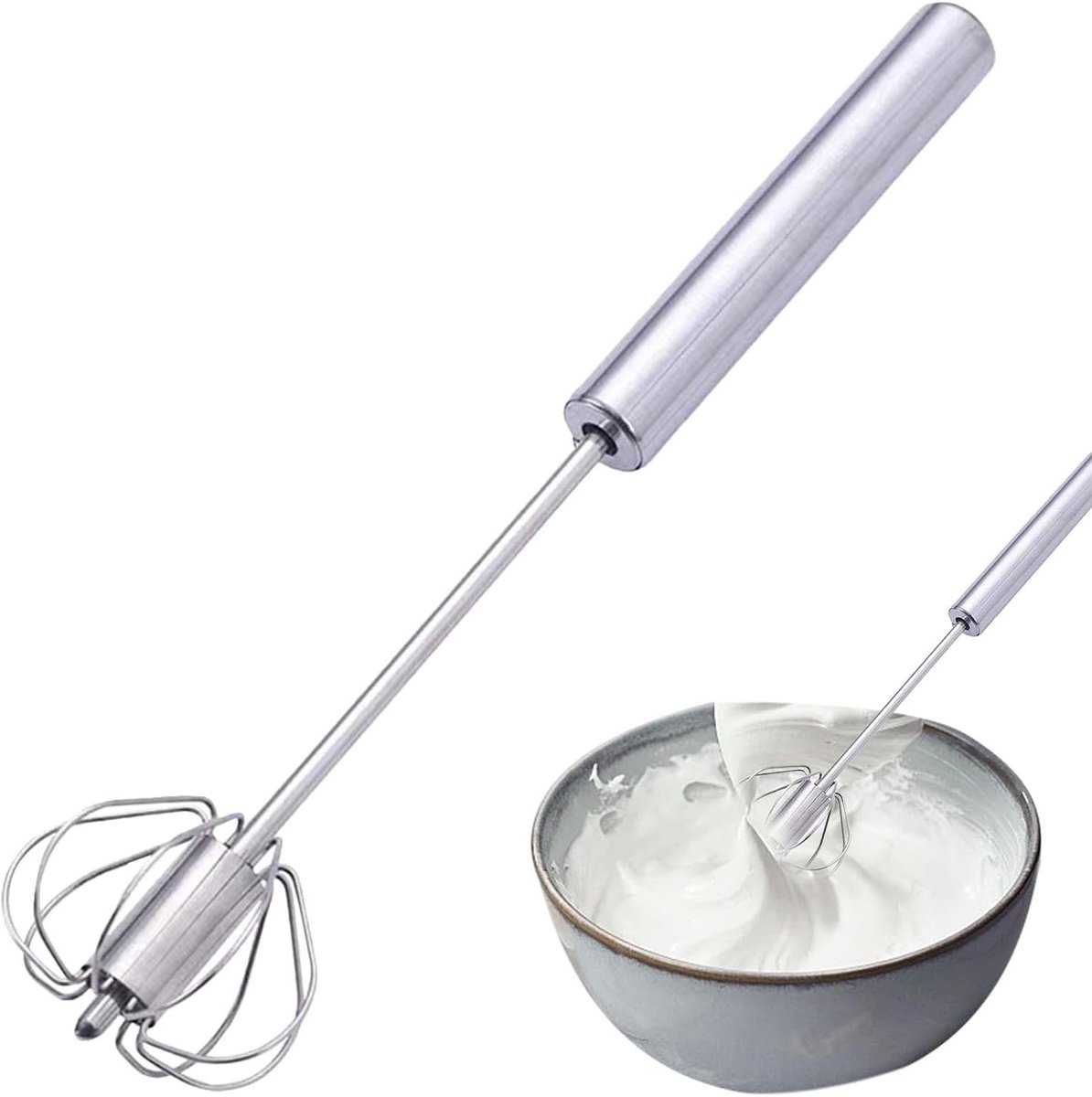 Roestvrijstalen Garde - Keukengereedschap Blender - Beslag Mixen - Semi-Automatisch Roterend - 27 cm Lengte