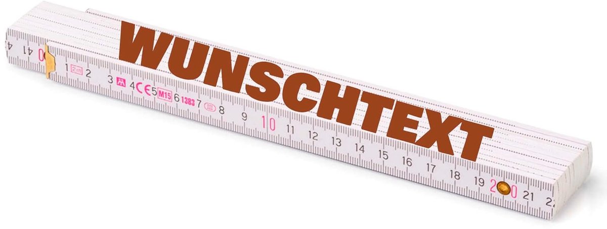 Vouwliniaal Beukenhout - Meterstok Met Naam - Nauwkeurig Meten - Gepersonaliseerde Gravure - 20x2x01 cm - Wit