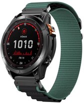 Strap-it Fenix universeel 22mm alpine nylon bandje - horlogebandje geschikt voor Garmin Fenix 9 (Pro) 47mm - Fenix 8 (Pro-E-47mm) - Fenix 7 (Solar-Pro) - 6 (Solar-Pro) - Fenix 5 (Plus) / Forerunner 970 - 965 - 955 - 945 - 935 - 745 - Groen/zwart