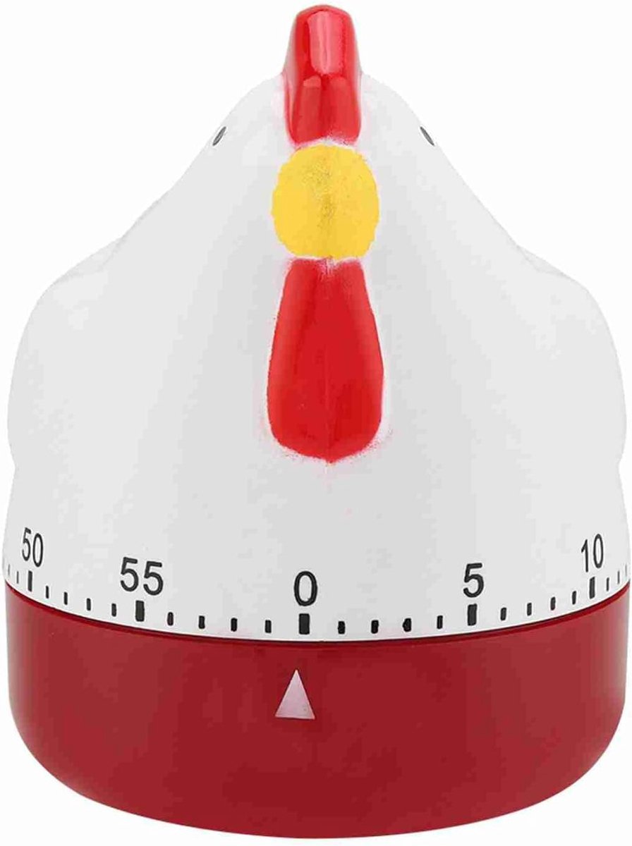 Kip Kookwekker - Keuken Timer - Koken & Bakken - Batterijvrij Mechanisch - 9 x 7 x 7 cm - Wit