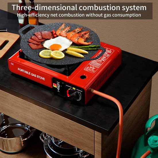 Camping Kooktoestel - Draagbaar Gasstel - Outdoor Koken - Dubbel Systeem - 36 x 28 x 9.2 cm - Metaal — afbeelding 4