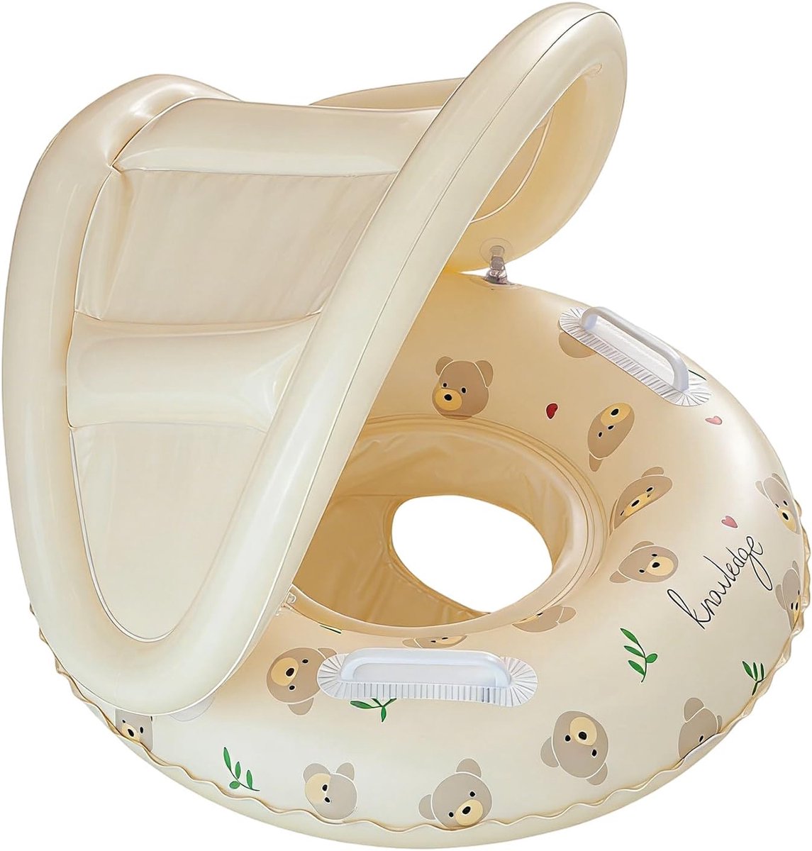 Opblaasbaar Zwemvlot - Kinder Zwembad Speelgoed - Waterpret Zomer - Met Zonnekap - 55x52cm - Beer