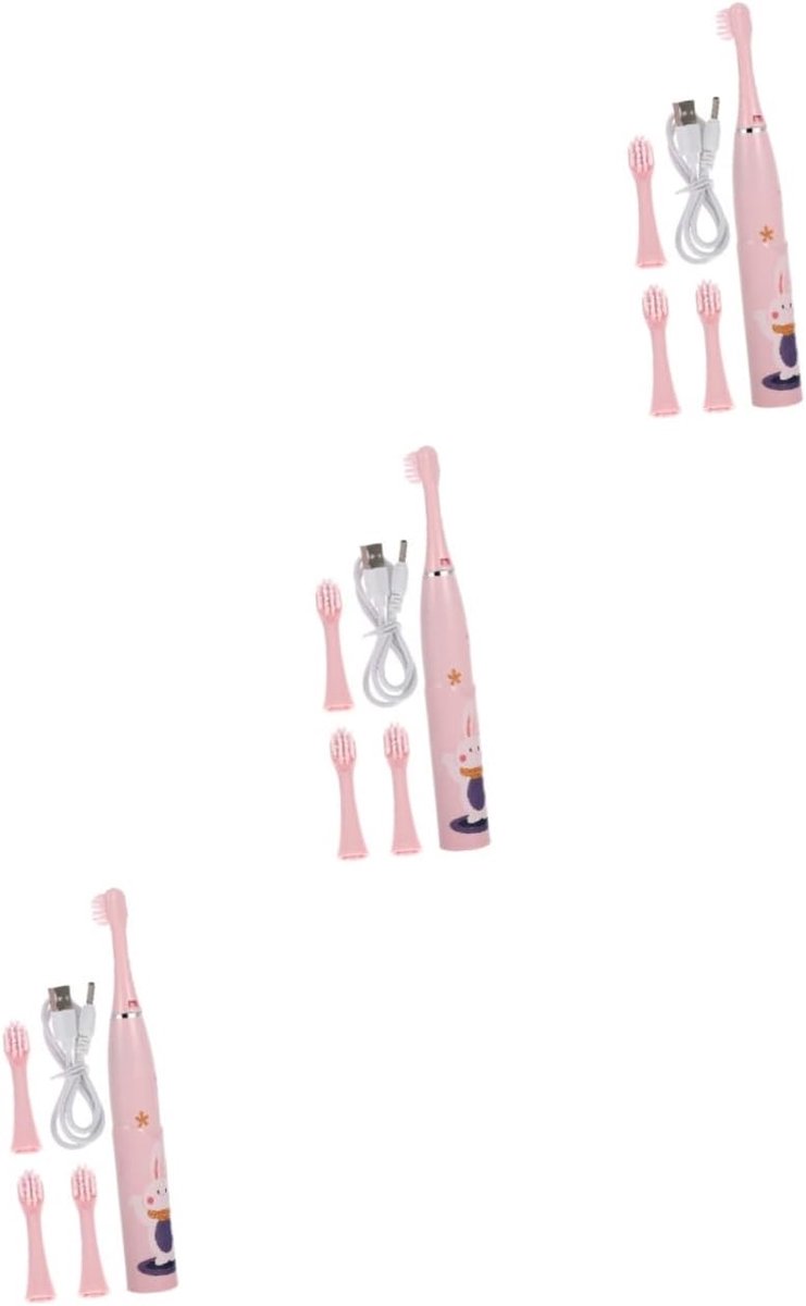 Elektrische Tandenborstel - Kindertandenborstel Cartoon - Effectieve Diepe Reiniging - 3 Modi Tandreiniging - 14 x 1.8 cm - Roze