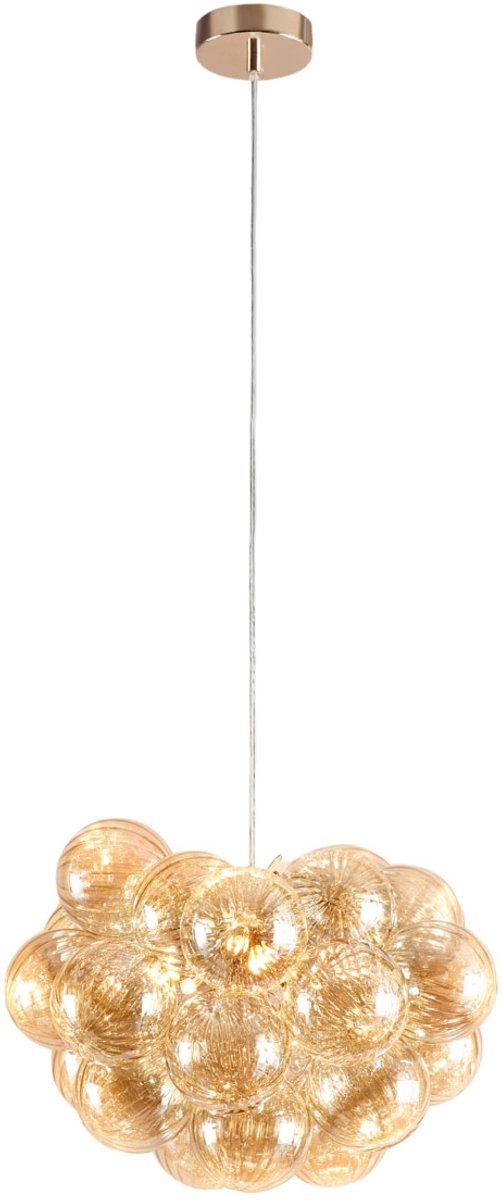 Kosilum - Maeli - Hanglamp - Roségoud en amberkleurig - Metaal en glas