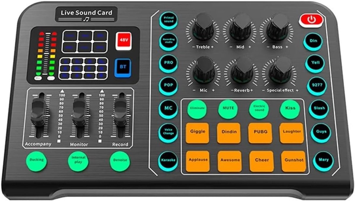 Professionele Mixer - Live Geluidskaart - Streaming en DJ - Draadloze Connectiviteit - 22.5x15x5cm - Zwart