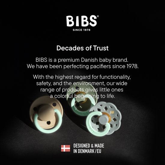 BIBS Colour speen verpakking 4 stuks, BPA-vrije fopspeen, Ronde speen. Natuurlijk rubberlatex, Denmark. 6-18 maanden (Verpakking 4 stuks), Vanilla Glow Mix van Merkloos — afbeelding 5