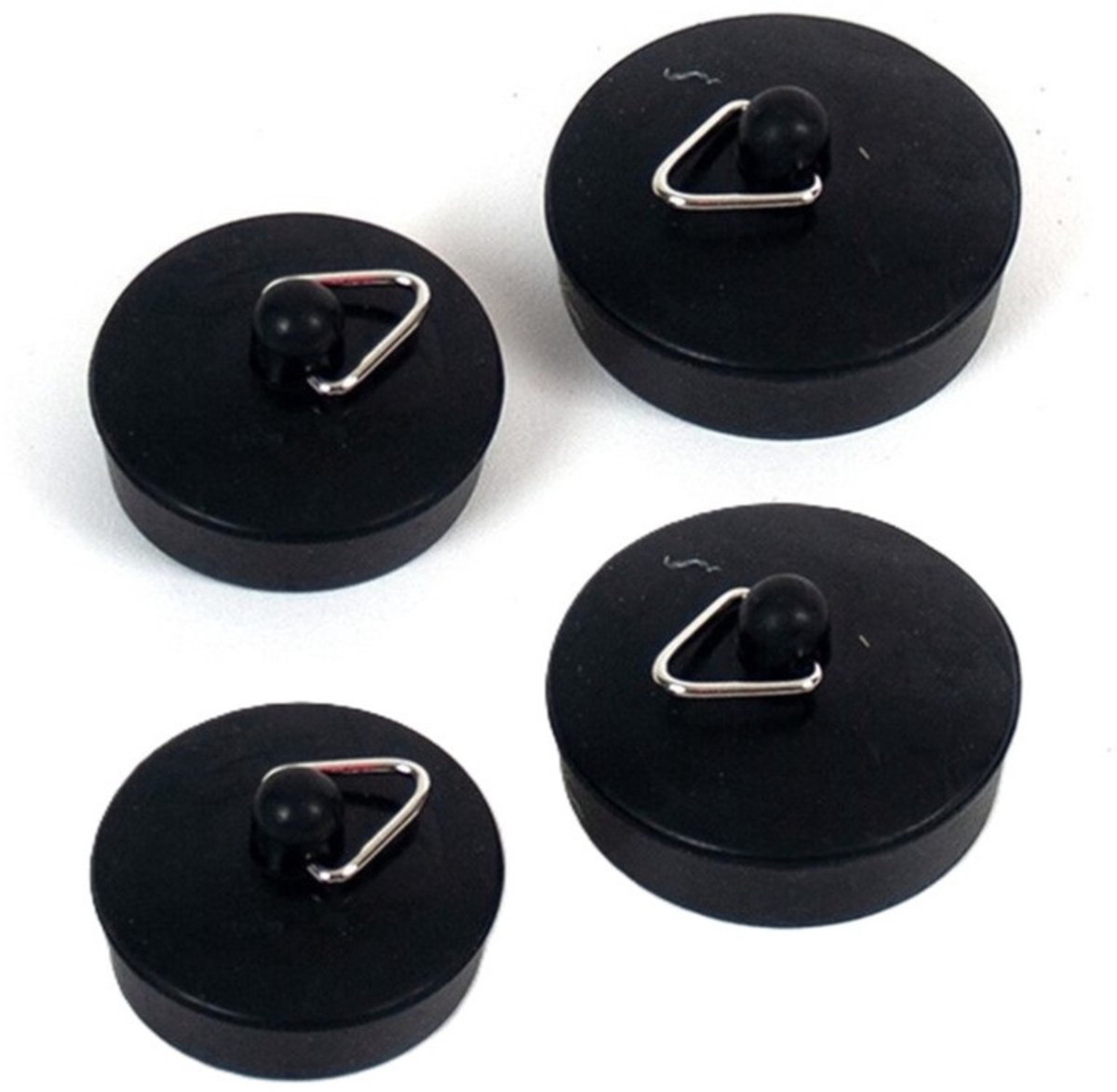 Gootsteenstop - 4x - rubber - zwart - 36 en 48 mm - wasbak afvoerstop