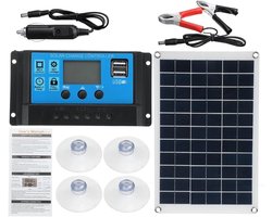 Compleet 20W Zonnepanelen Set - Monokristallijn Zonnepaneel - 12V - Monokristallijne, Semi-Flexibele Zonneoplader - Geschikt voor Auto's, Schepen, Motorfietsen en Campers
