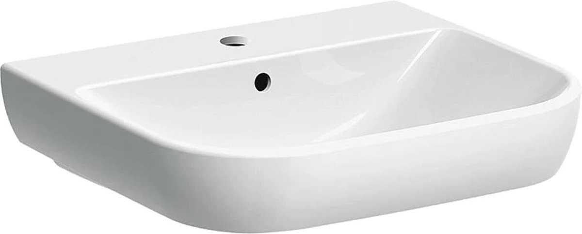 Wandwastafel - Badmeubel - Badkamer Inrichting - Met Overloop - 55x48cm - Wit