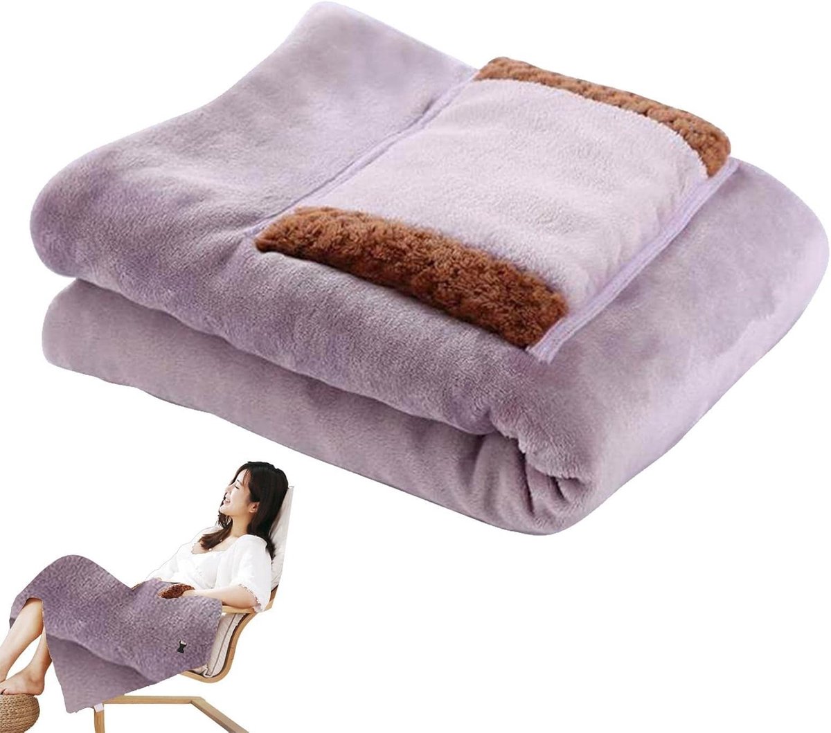 Elektrische Deken - Verwarmingskussen - Ontspanning - USB Aangedreven Veilig - 80 x 60 cm - Camel