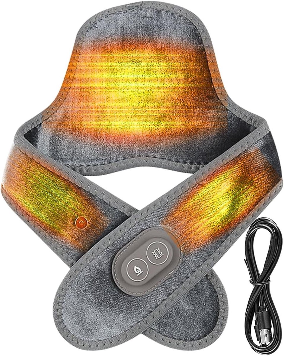 Verwarmingskussen Nek - Warmtekussen Schouders - Spierontspanning Verlichten - Draadloos USB Aangedreven - 66 x 14 cm